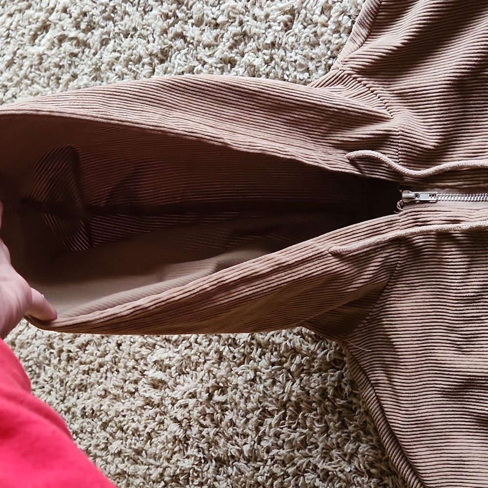 Brown crop corduroy jacket womans size medium with zipper - Picture 2 of 8